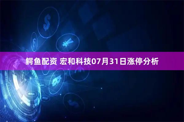 鳄鱼配资 宏和科技07月31日涨停分析