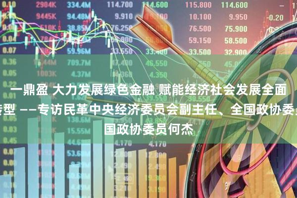 一鼎盈 大力发展绿色金融 赋能经济社会发展全面绿色转型 ——专访民革中央经济委员会副主任、全国政协委员何杰